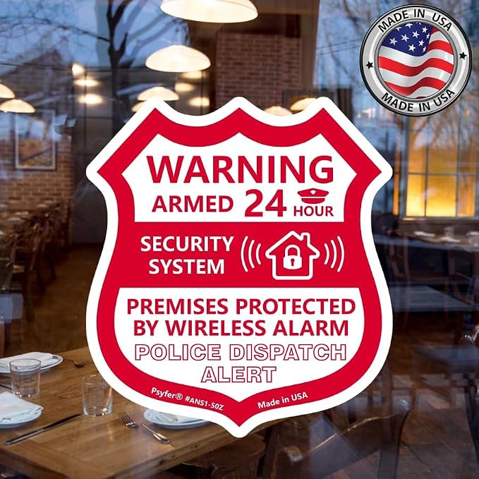 Psyfer® 6 Pack - Alarm Security Outdoor UV Waterproof Window Stickers - Image 5