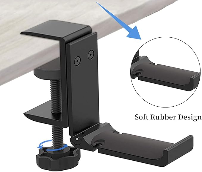tempsnug Aluminum Headphone Stand Hanger Foldable with Cable Organizer Headset Holder, Non-Slip Desk Hook Space Save Universal Headphone Mount