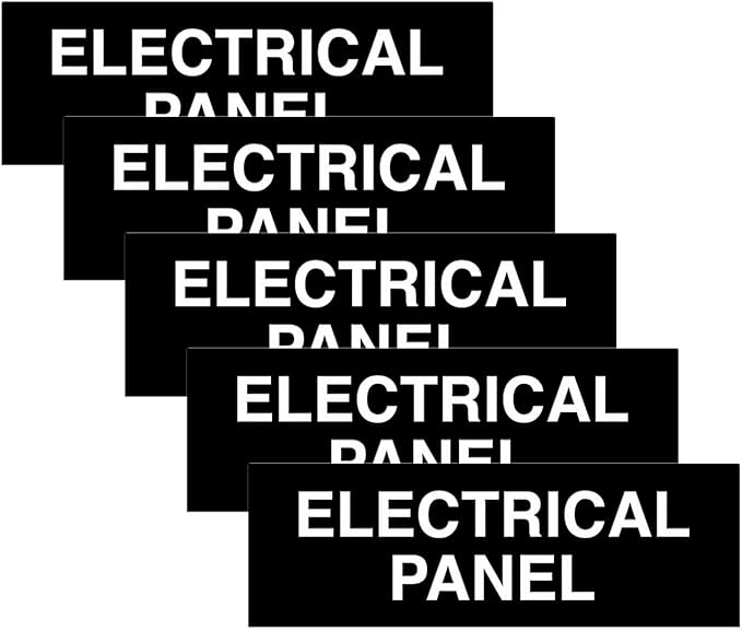 All Quality Basic Electrical Panel Sign - Fire Regulation Safety Compliance Sign - Black - Large (5 Pack)