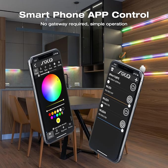 GLEDOPTO WLED Pre-Installed ESP8266 LED Strip Controller Over 100 Dynamic Lighting DIY WiFi APP Control 800 IC RGB IC for WS2812B WS2811 SK6812 TM1814 WS2813 WS2815 Addressable FCOB LED Light Strip