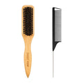 SWEET VIEW Boar Bristle Slick Back Hair Brush for Smooth Flyaways, Frizz, Sleek Ponytail, Buns and Edge Baby Hair, Teasing | Gel Comb Styling Accessories for Girls, Kids and Women