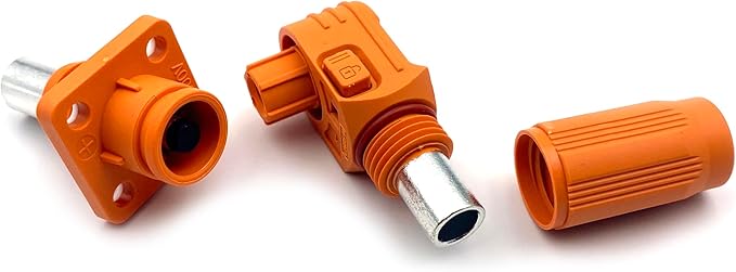 1 Set Battery Energy Storage Connector, 400A High Current Connectors Quick Plug Terminal Orange Right Angle Plug and Socket IP67 Waterproof Power Adapter Crimping 150mm² Wiring (1500V)