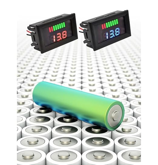 Battery Charge Level Indicator Universal Car Battery Capacity Meter Tester Checker 12V-72V Blue Car Tester Motorcycle Checker Capacity Meter