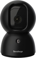 Sensforge 2.5K Black Indoor Pan-Tilt Dome Security Camera, AI Human & Pet Detection, 360° Coverage, Two-Way Audio, Dual-Band Wi-Fi (2.4G/5G), 64GB SD Card Included, No Monthly Fees