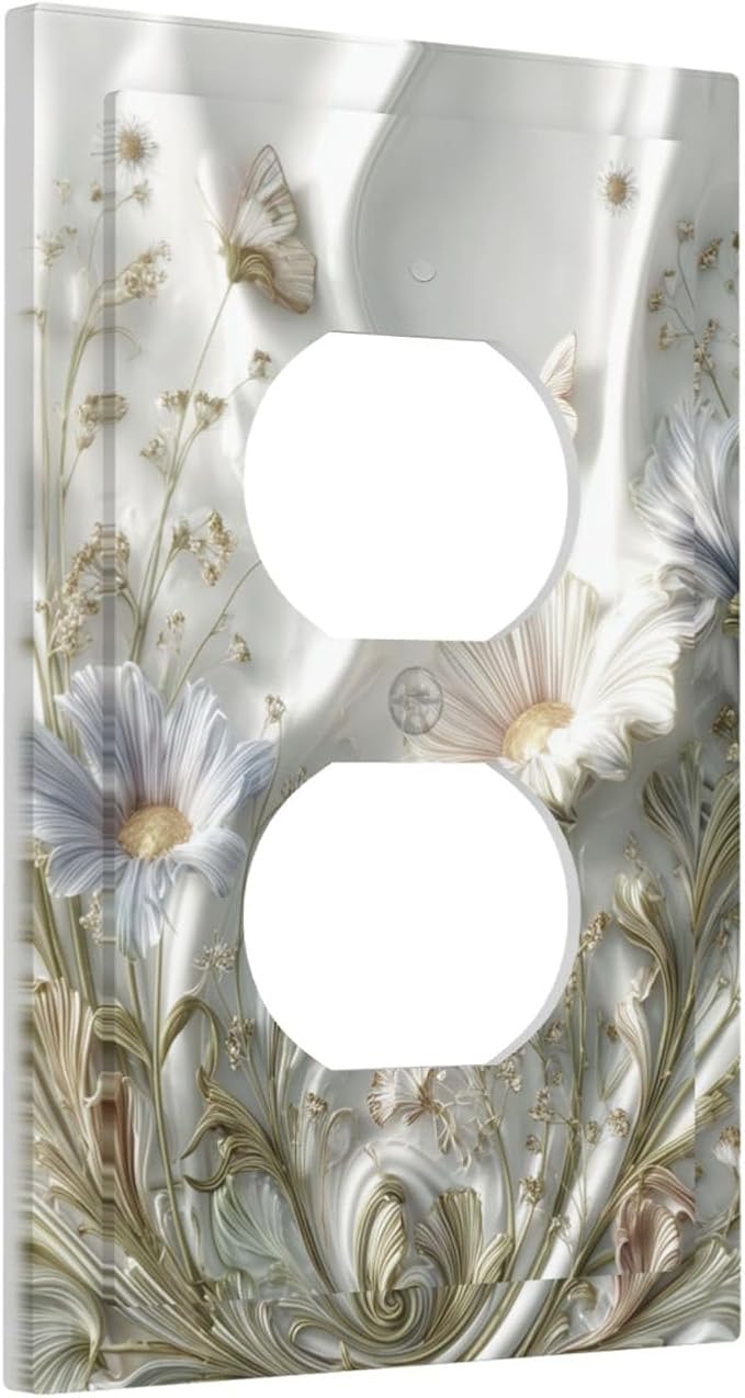 Bvtewkhz Boho Floral Wild Flower Floral Duplex Outlet Decorative Light Switch Covers Electrical Faceplate Switch Plates for Bathroom Kitchen Home