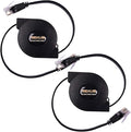 REXUS 2-Pack Retractable Cat 6 Flat Ethernet Network Cable 3.3 FT, 10 Gigabit by REXUS