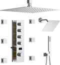 KATAIS Full Body Shower System Chrome Tempreature Display Shower Faucet Set with 12 inch and 8 inch Shower Head, with Handheld Spray and 6 PCS Body Jet