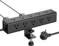 CCCEI Standing Desk Clamp Power Strip with 15 Outlets, Black Desktop Edge Mount Surge Protector Outlet, Fast Charging USB-A and 45W USB-C Ports, 15 FT Flat Plug, Black Fit 1.6 inch Table top.