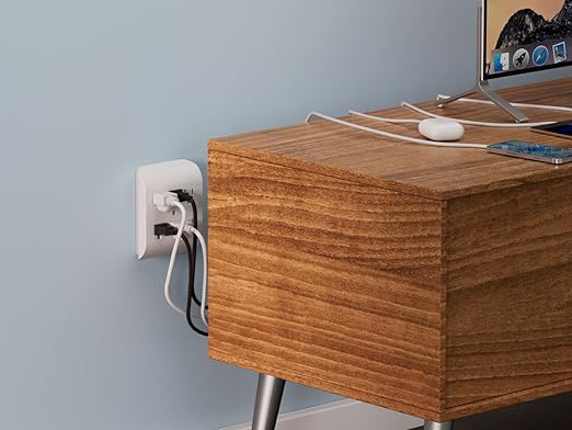ELEGRP 6-Outlet Extender with Central Anchor, 3-Prong Grounded Wall Tab, Multiple Outlet Extender with 6 Electrical Outlets, ETL Listed, 1 Packs, White