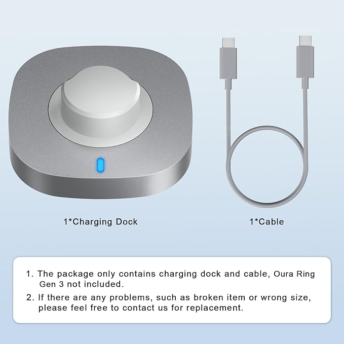 ZOOROO Charger Compatible with Oura Ring Gen 3 Size 10, Fast Charging Dock with USB-C Cable