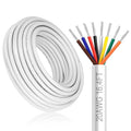 20 Gauge 8 Conductor Electrical Wire, 16.4FT White Stranded Low Voltage 20/8 PVC Case, 20 AWG Tinned Copper 8 Wire Extension Power for Strips LED Lamp Lighting
