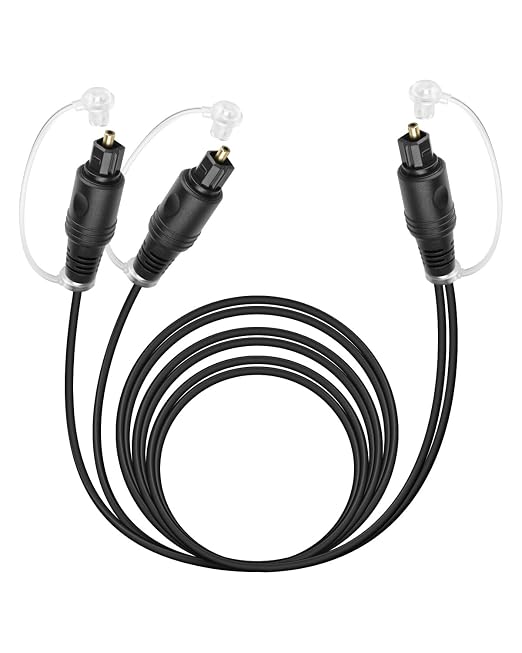 Digital Optical Audio Splitter 1 in 2 Out, Toslink Fiber Optic 1 Male to 2 Male by RIIEYOCA