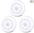 STAR-SPANGLED 3 Pack 3.1” Motion Sensor Lights Indoor AA Battery Operated, Stick on LED Puck Light for Closet, Stairs, Under Cabinet, Kitchen, Cool White