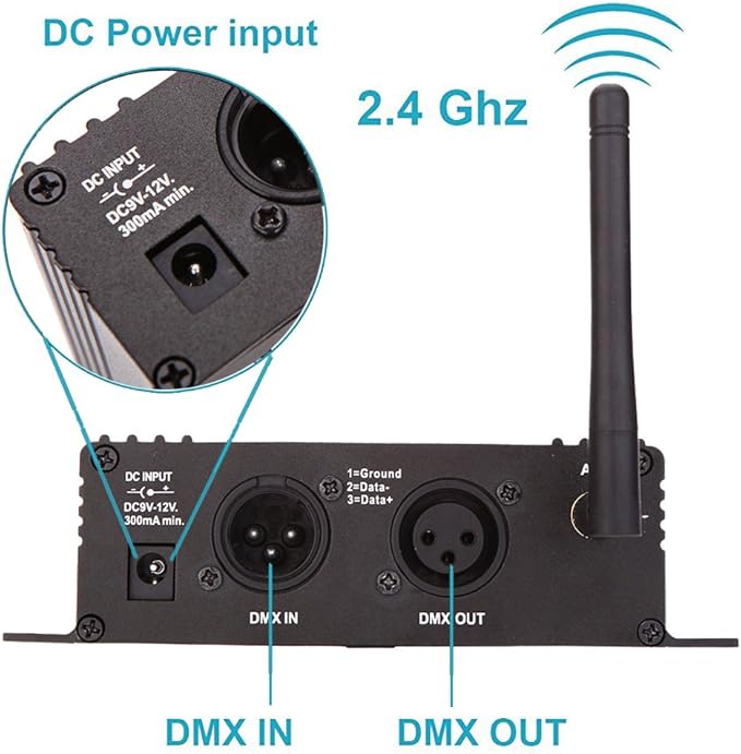 CaalLogt DMX512 Controller 2.4G Wireless Controller Transmitter Receiver LCD Display Power Adjustable Lighting Repeater Controller 16 Groups ID Coding for Party DJ Show Club Stage Disco Stage Light