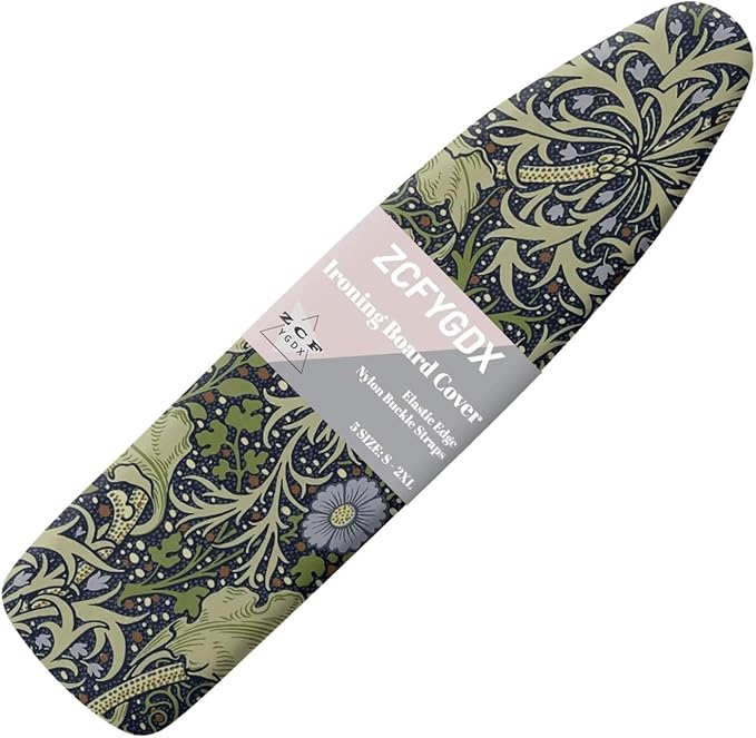 ZCFYGDX William Morris Prints Ironing Board Cover with Elastic Edge 3 Bottom Nylon Buckle Straps Breathable Resist Scorch Staining Suitable for Size-L Iron Board House Oil Paintings Art Decor