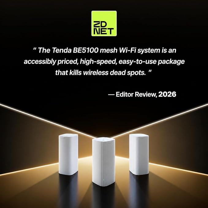 Tenda BE5100 WiFi 7 Mesh WiFi System – Dual-Band Whole-Home Coverage, 1×2.5G + - Image 3