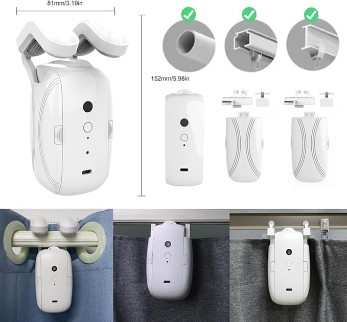 Smart Automatic Curtain Opener - Remote Control with App/Timer/Voice,Upgraded High-Performance Motor, Automatic Light Sensor, Add Gateways, For Google Alexa,No Remote (for Roman rod/T/U track 3in1)