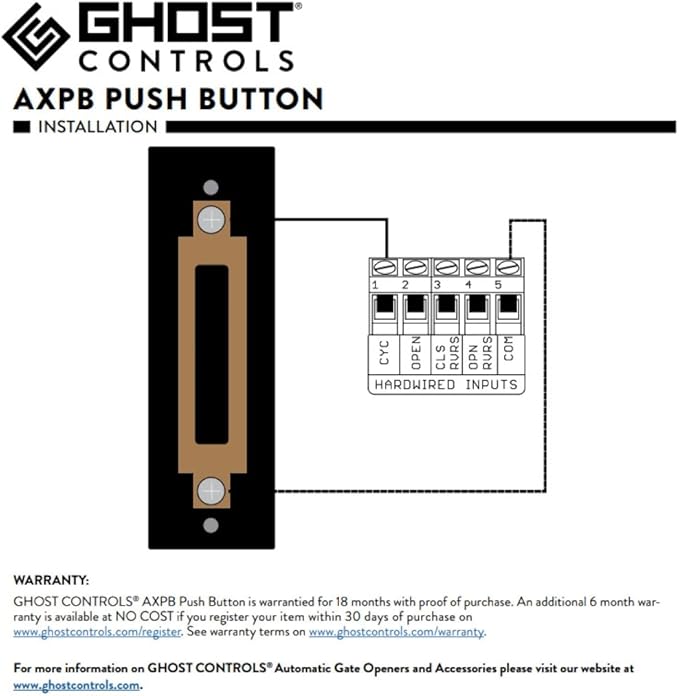 Ghost Controls AXPB Push Button for Gate Opener Systems Allows Activation Up to 1000 ft. Away from Gate