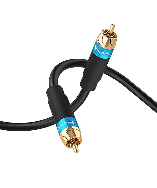 BlueRigger RCA Audio Subwoofer Cable (35FT, Dual Shielded, Gold Plated RCA Connectors) – for Subwoofer, Amplifier, Home Theater