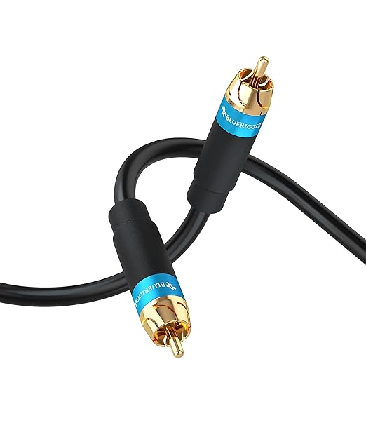 BlueRigger RCA Audio Subwoofer Cable (8FT, Dual Shielded, Gold Plated RCA Connectors) – for Subwoofer, Amplifier, Home Theater