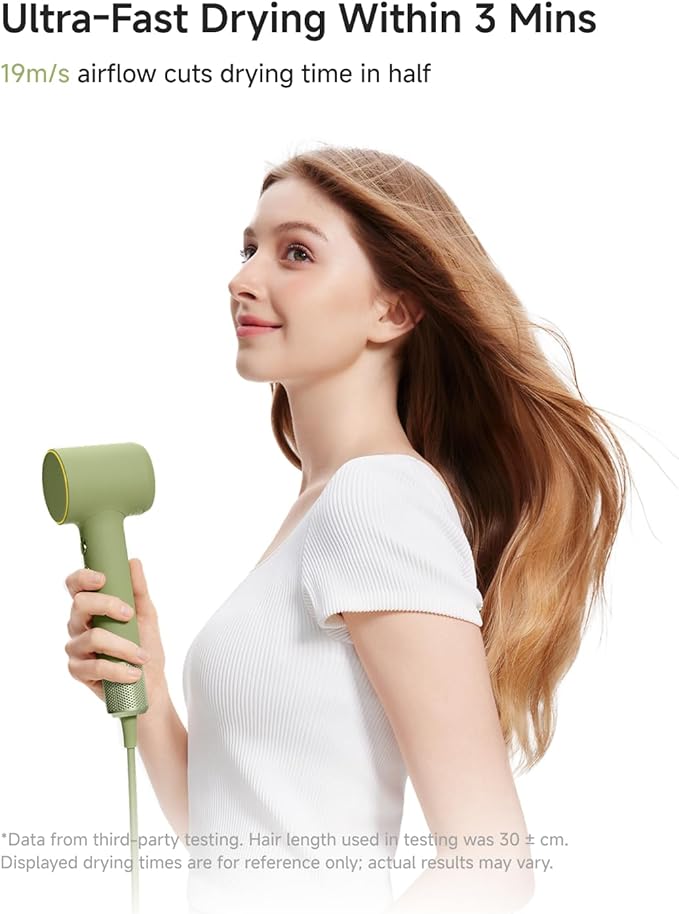 Laifen MINI Hair Dryer, Lightweight and Compact High Speed 200M Ionic Blow Dryer with 110, 000 RPM Brushless Motor for Fast Drying, Low Noise, Hairdryer with Magnetic Nozzle, Child Mode