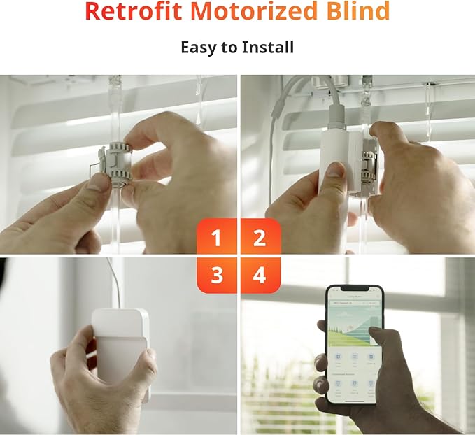 SwitchBot Smart Electric Motorized Blinds Kit with Hub Mini Matter-2.4G WiFi Remote Control, Solar Powered, Compatible with Alexa, Google Home and Siri, Light Sensing Control, Unlimited Group Control
