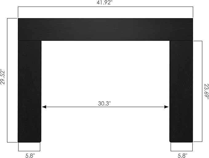 41.9" W x 29.5" H Trim Kit Designed for Electric Fireplace Insert, Black