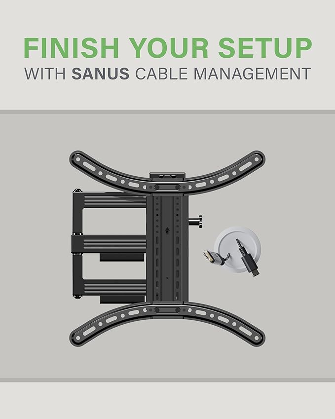SANUS Full Motion TV Mount - Single Stud 32 to 55 inch TV Wall Mount Tilts, Extends & Swivels - Easy DIY Install Includes All Hardware & Post Install Leveling - Great for Corners