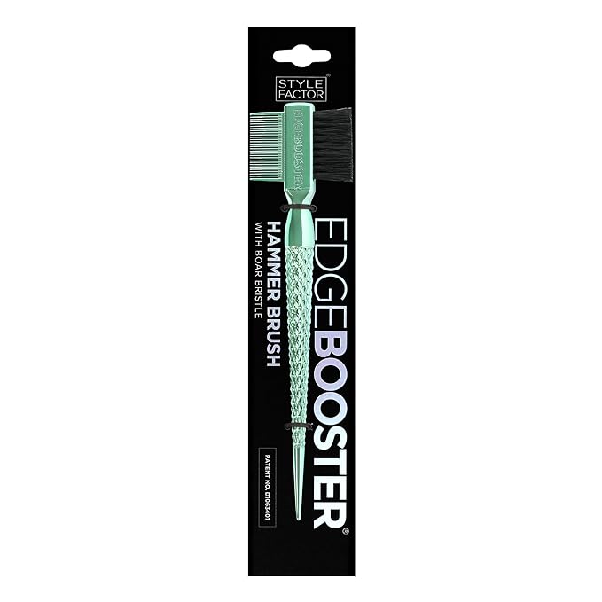 Style Factor EDGE BOOSTER® Hammer Brush Rat Tail– Double-Sided Edge Control Brush & Comb with Boar Bristles – For Edges, Slick Backs, Baby Hair Styling, and Taming Flyaways