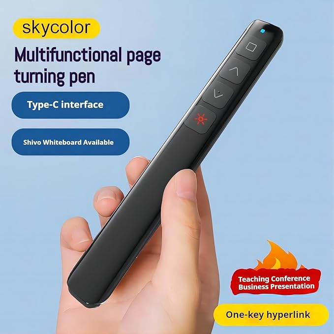 [M Monoie] Wireless Presenter, 2.4GHz Control Presentation PPT PowerPoint Clicker for Keynote, Laptop, Google Slides - Supports Hyperlinks & Tactile Buttons