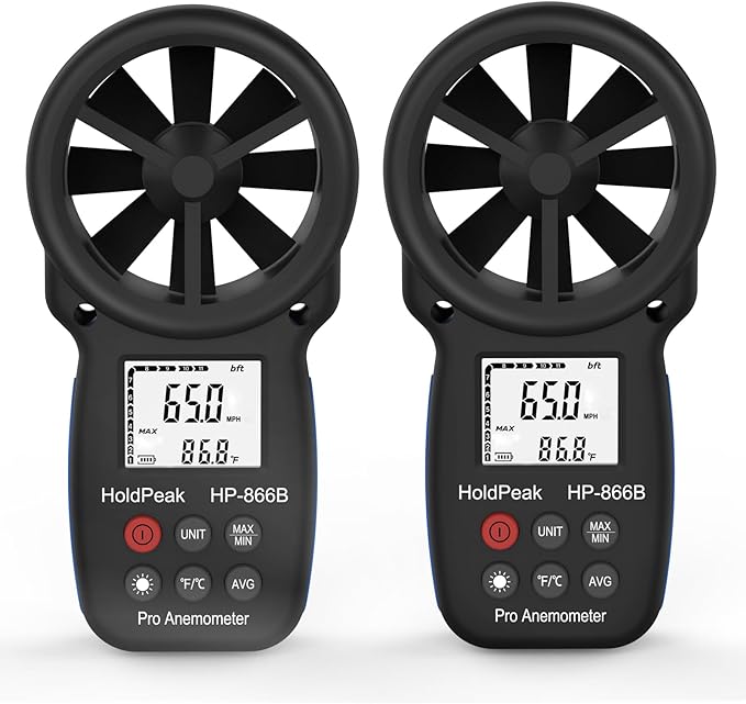 HoldPeak 866B Handheld Anemometer, Digital Wind Speed Gauge Meter, Air Flow by HHOLDPEAK