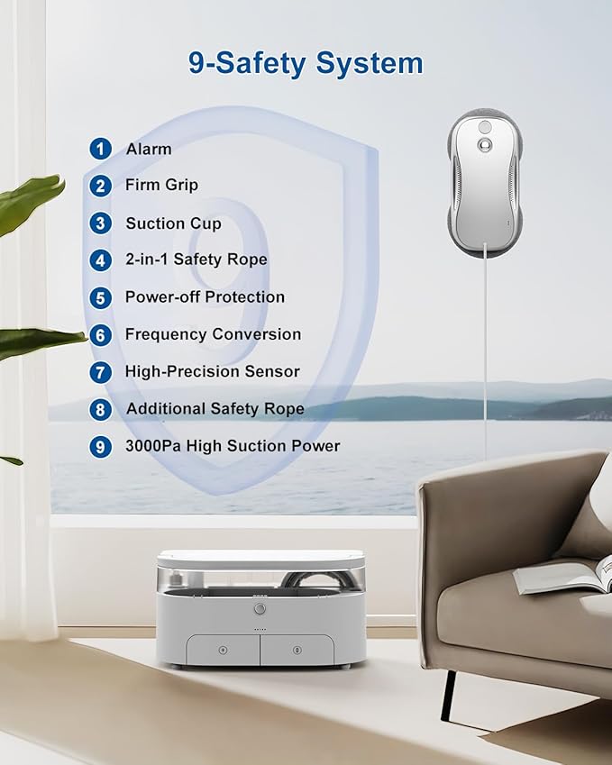JSDROBOT S9PRO Window Cleaning Robot,Window Cleaner Robot with Portable Station Suitable for Stubborn Stains Intelligent Path Planning Automatic Dual Water Spray Edge Detection