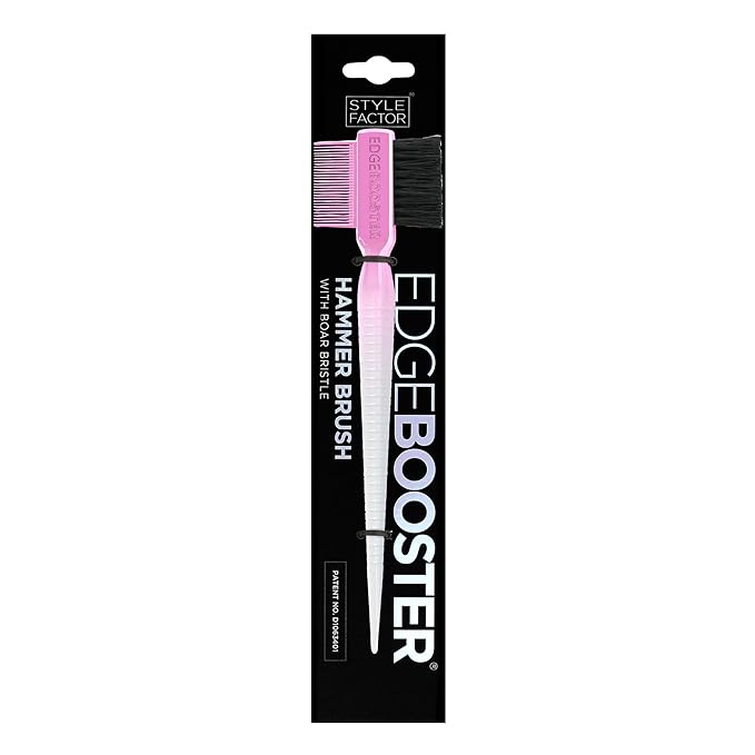 Style Factor EDGE BOOSTER® Hammer Brush Rat Tail– Double-Sided Edge Control Brush & Comb with Boar Bristles – For Edges, Slick Backs, Baby Hair Styling, and Taming Flyaways