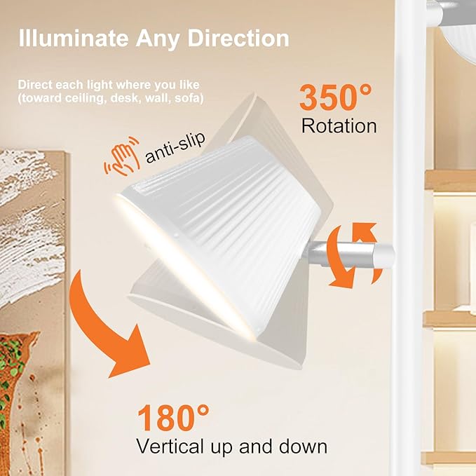 Pesken White 42W Tree Floor Lamp, Super Bright LED Standing Lamp with Remote, Modern Dimmable Floor Lamps,Individual Control, Rotable Head LED Lamp for Living Room Bedroom Office