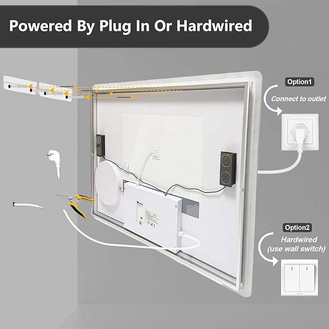 LUVODI Bathroom Mirror LED Lighted: 40x24 inch Rectangle Makeup Vanity with Bluetooth Speaker, Time Display, Magnifier, Anti-Fog, Memory Function, 3 Color Temperature