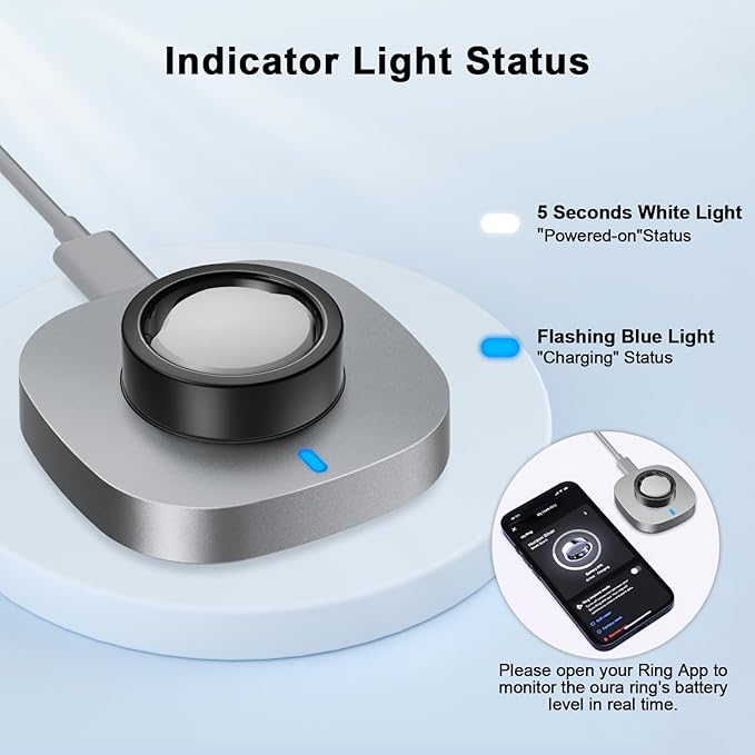 ZOOROO Charger Compatible with Oura Ring Gen 3 Size 10, Fast Charging Dock with USB-C Cable