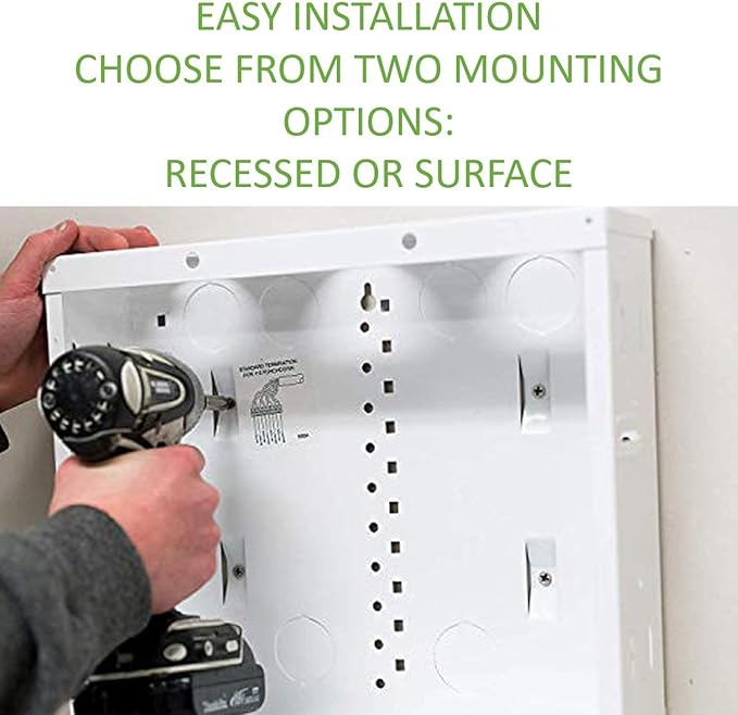 On-Q 28" Structured Media Enclosure with Hinged Cover Lock, 20 Gauge CRS, Flush or Surface Mount