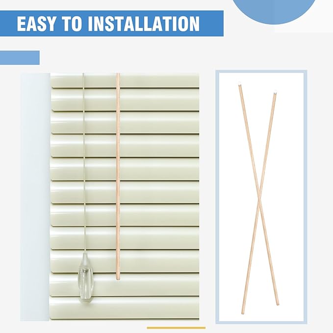 Bokon 2 Pieces Blind Wand Vertical Blinds Stick Replacement with Hook and Handle for Window Opener Accessory (Wood,30 Inch)