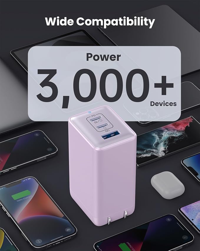 150W USB C Charger Block,GaN III Compact Foldable Wall Charger 3 Port Fast Charging Station,PD QC PPS Portable USB C Hub 100W Laptop Adapter for MacBook Pro/Air,iPad,iPhone 16/Pro,Galaxy S24,Dell etc