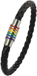 Nanafast Titanium Stainless Steel Rainbow LGBT Pride Bracelet Handmade Braided by Nanafast