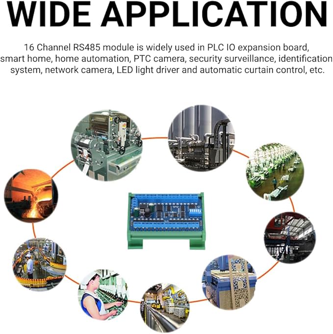 16 Input 16 Output Expansion Board RS485 16 Channel Remote Control Switch Module DC 6.5‑30V for PLC IO Smart Home Automation