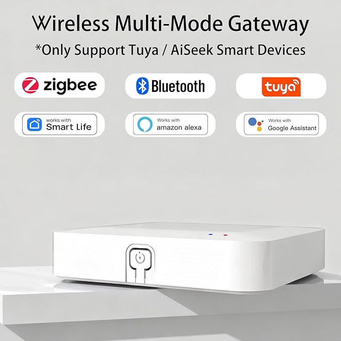 AiSeek Tuya ZigBee 3.0 Hub/Wired Gateway, WiFi Smart Home Bridge Remote Controller,Work with Tuya ZigBee Smart Device, White