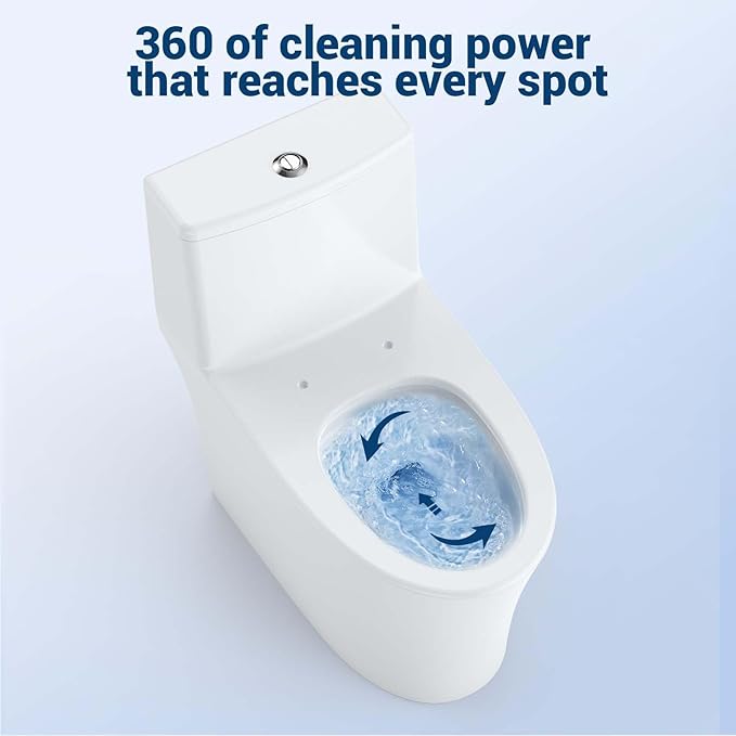 One Piece Toilet - Elongated Ceramic Design, Soft Closing PP Toilet Cover, Easy Clean Surface, Water Efficient Flush, Compact Durable Build