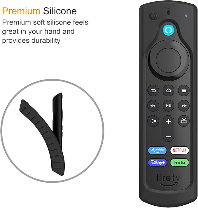 CaseBot Remote Case for Fire TV Stick HD/4K/4K Max (1st Gen)/Fire TV Stick (3rd Gen)/Lite - Anti-Slip Shockproof Silicone Cover for Alexa Voice Remote (2nd & 3rd Generation) (Black)