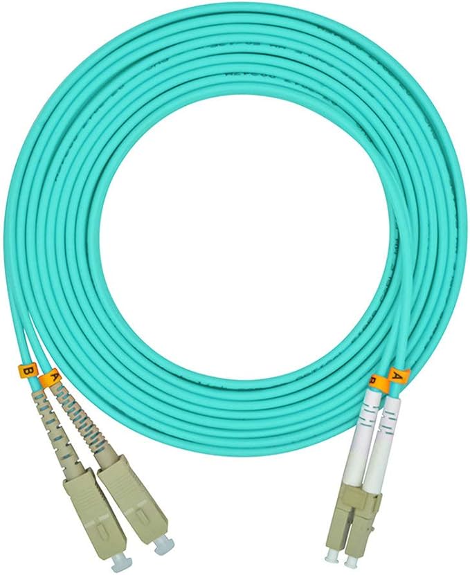Jeirdus 100 Meters 328ft LC to SC Duplex 50/125 10G OM3 Multi-Mode Fiber Optic Cable Jumper Optical Patch Cord LC-SC