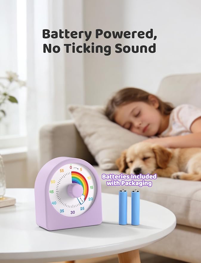 LIORQUE Visual Timer for Kids with Pause Function,Timer for Kids and Adults, Protective Case, Silent Time Management Tool, 60-Minute Countdown for Classroom, Office, Meetings, Study, Kitchen(Rainbow)