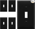 ENERLITES Toggle Light Switch Wall Plate, Gloss Finish, Standard Size 1-Gang 4.50" x 2.76", Unbreakable Polycarbonate Thermoplastic, 8811-BK-5PCS, Glossy Black, 5 Pack