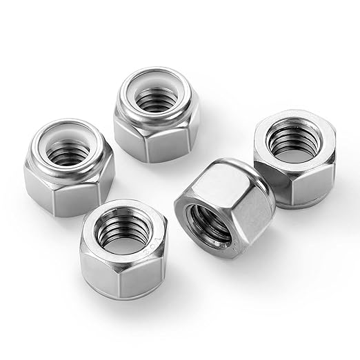 MewuDecor 5/16-18 Nylon Insert Hex Lock Nuts Locknuts, 304 Stainless Steel 18-8, Bright Finish, 50 PCS