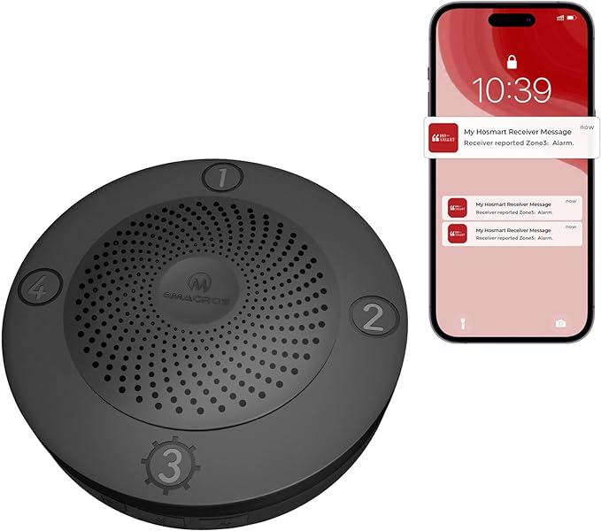 Emacros Pairable 1/2 Mile Long ReMACROS Pro 3 Driveway Alarm with Phone App - Solar Wireless Driveway Alarm (1 Receiver)