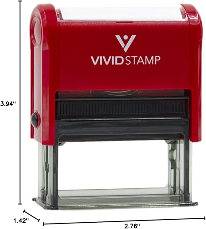 Basic Closed Self Inking Rubber Stamp (Red Ink) - Large